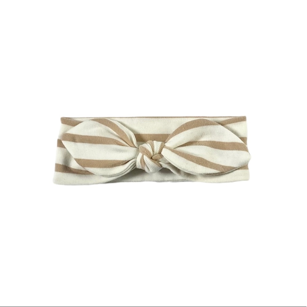 3-6M Mocha and Cream Stripe Baby Bow Headband